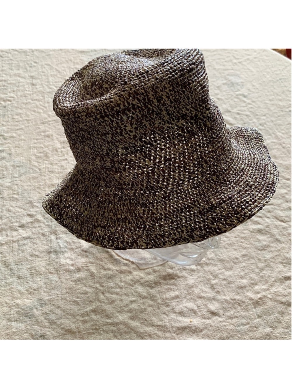 Woven brown brimmed slouchy hat - Picture 2 of 5